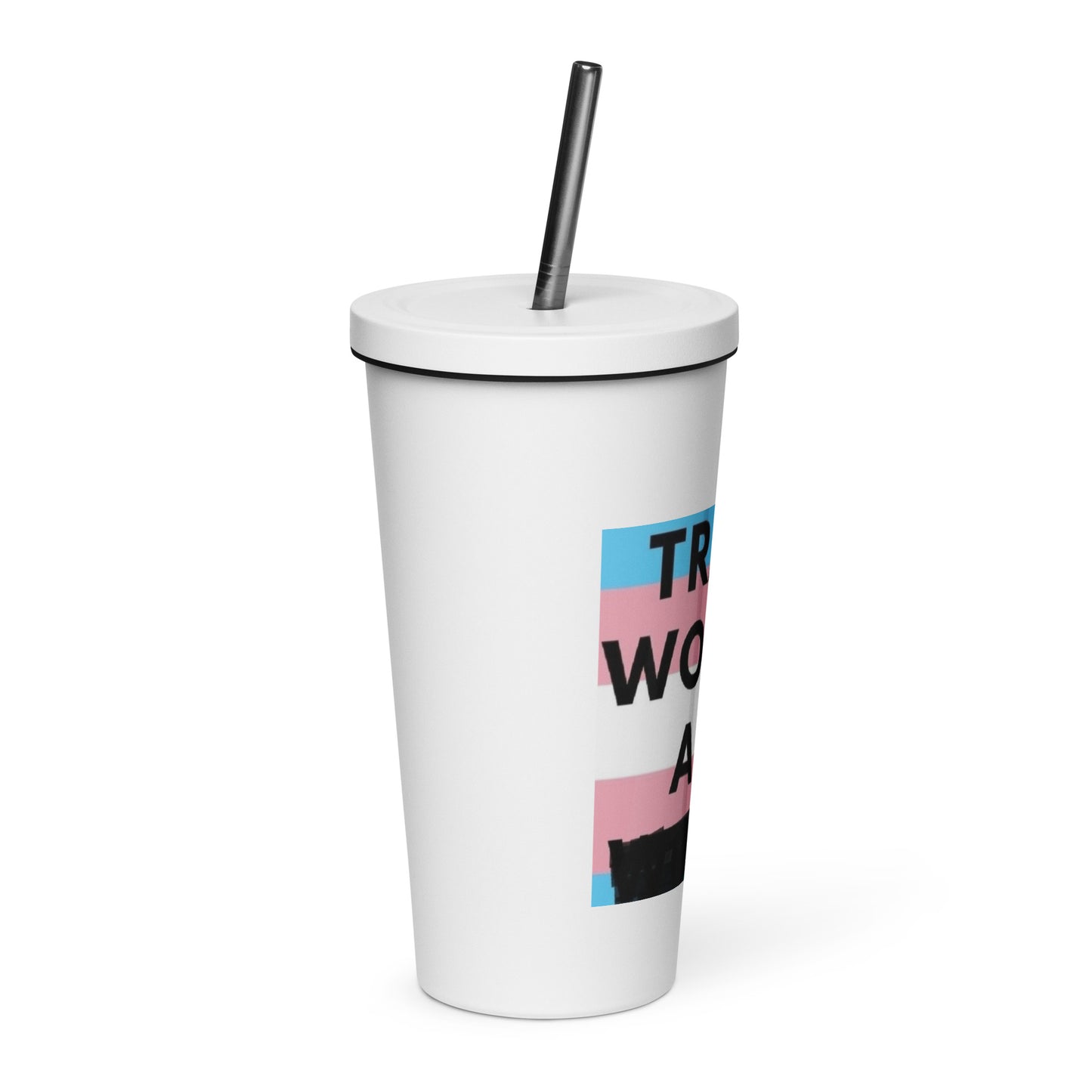 Trans Women are Men Insulated tumbler with a straw