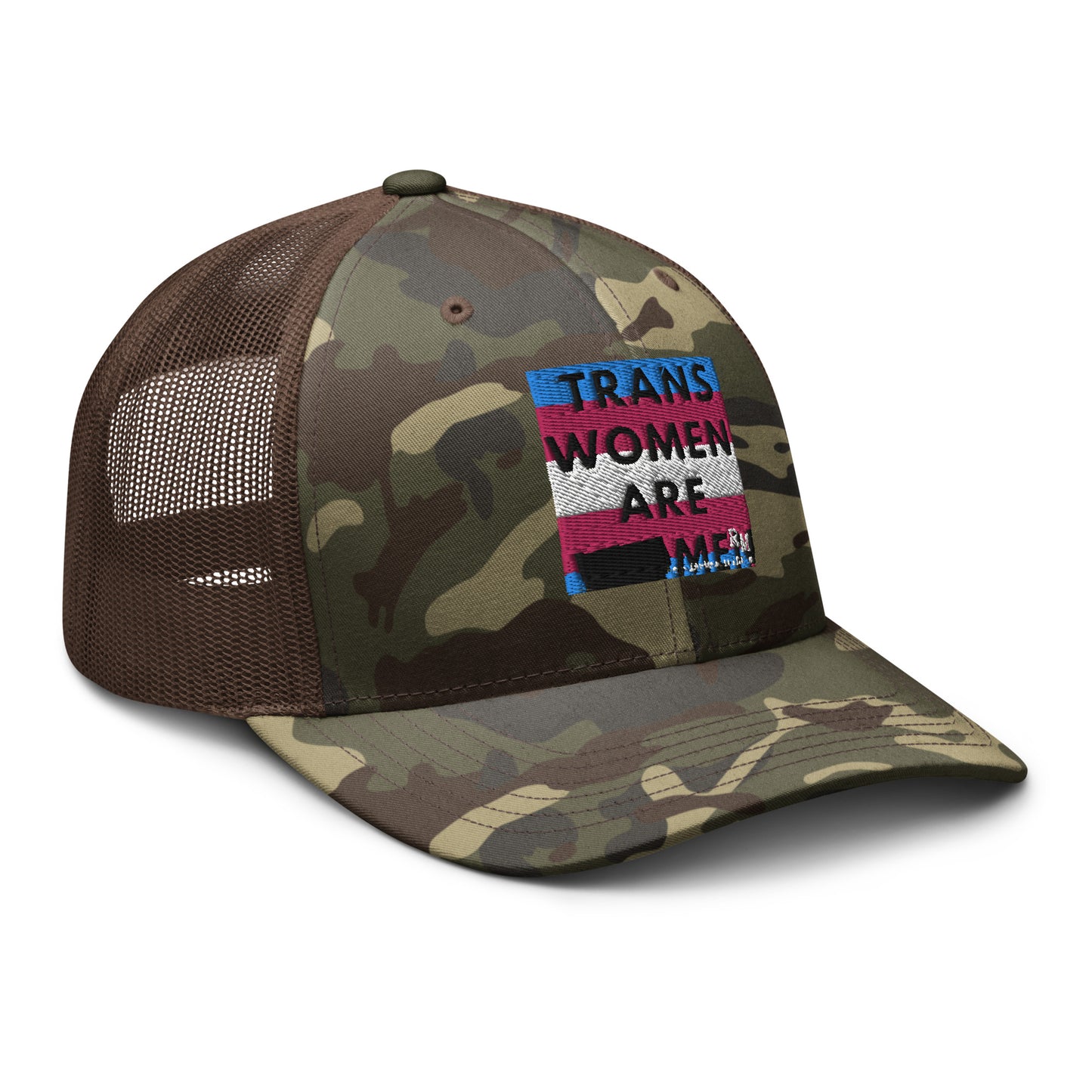 Trans Women are Men Camouflage trucker hat