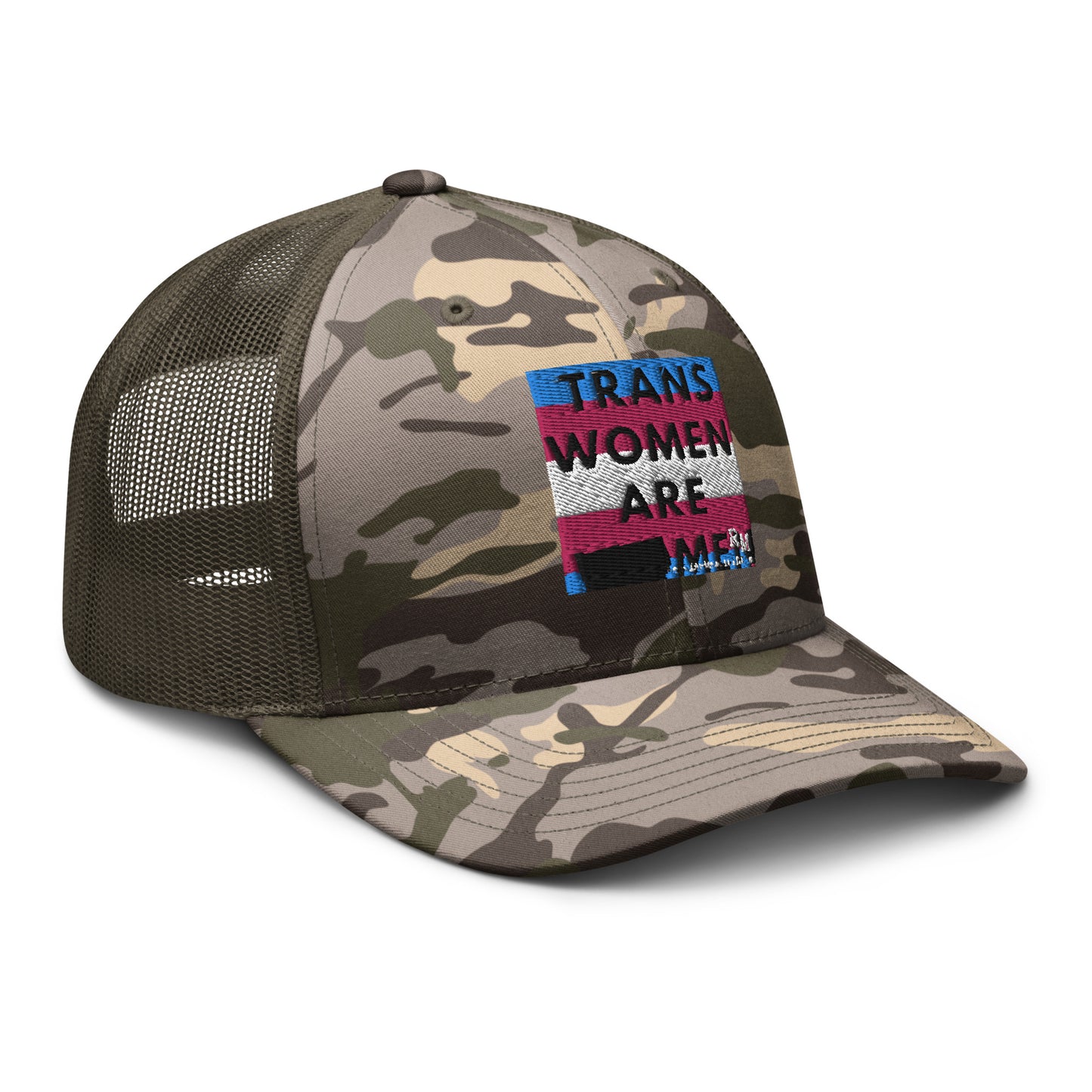 Trans Women are Men Camouflage trucker hat